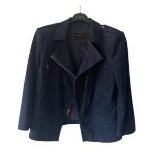 BCBG Max Azna blue faux suede zip jacket size L
